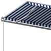 vidaXL Manual Retractable Awning with Posts 6x3 m Blue and White