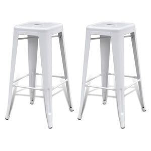 vidaXL Bar Stools 2 pcs White Steel