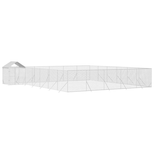 vidaXL Outdoor Dog Kennel with Roof Silver 12x12x2.5 m Galvanised Steel