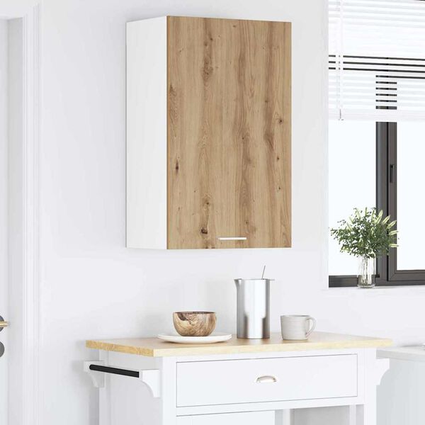 vidaXL Hanging Cabinet with Door Artisan Oak and White 50 x 31 x 80 cm