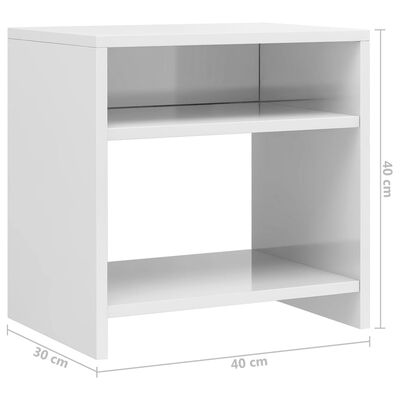 vidaXL Bedside Cabinet High Gloss White 40x30x40 cm Engineered Wood