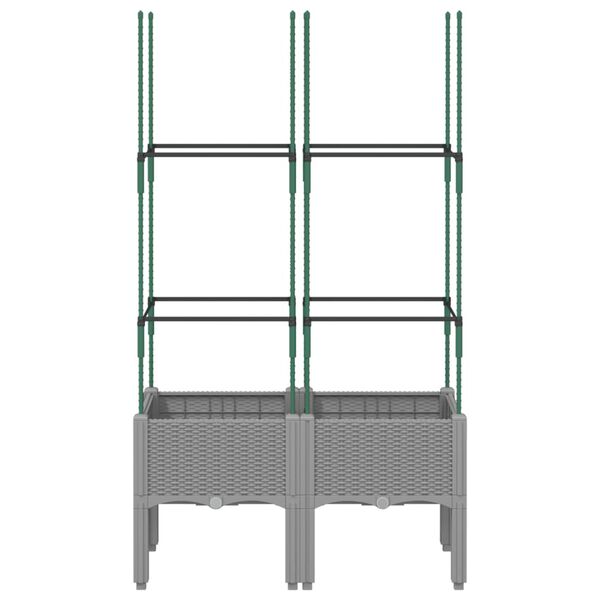 vidaXL Garden Planter with Trellis Light Grey 80x40x142.5 cm PP