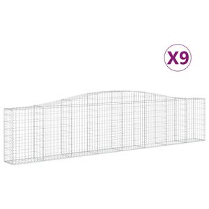 vidaXL Arched Gabion Baskets 9 pcs 400x30x80/100 cm Galvanised Iron