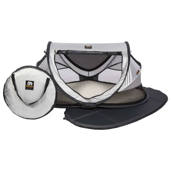 DERYAN Pop-up Toddler Travel Cot with Mosquito Net Luxe Sliver