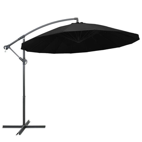 vidaXL Hanging Garden Parasol Black 3 m Aluminium Pole