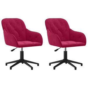 vidaXL Swivel Dining Chairs 2 pcs Wine Red Velvet