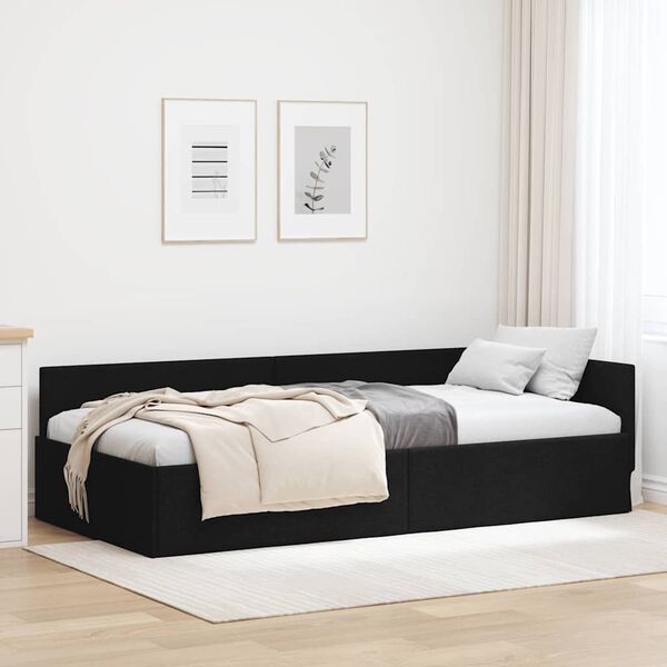 vidaXL Corner Bed Frame with Headboard Black 80 cm x 200 cm Velvet