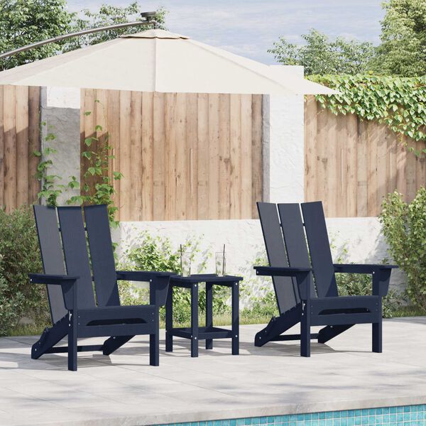 vidaXL Garden Lounge Furniture 3 pcs Navy 38 x 38 x 46cm Plastic