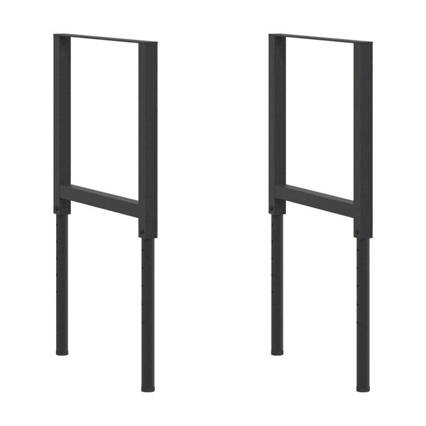 vidaXL Adjustable Work Bench Frames 2 pcs Metal 55x(69-95.5) cm Black
