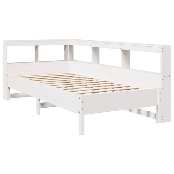 vidaXL Bookcase Bed without Mattress White 75x190 cm Solid Wood Pine
