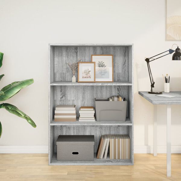 vidaXL Bookcase Grey Sonoma 80x30x114 cm Engineered Wood