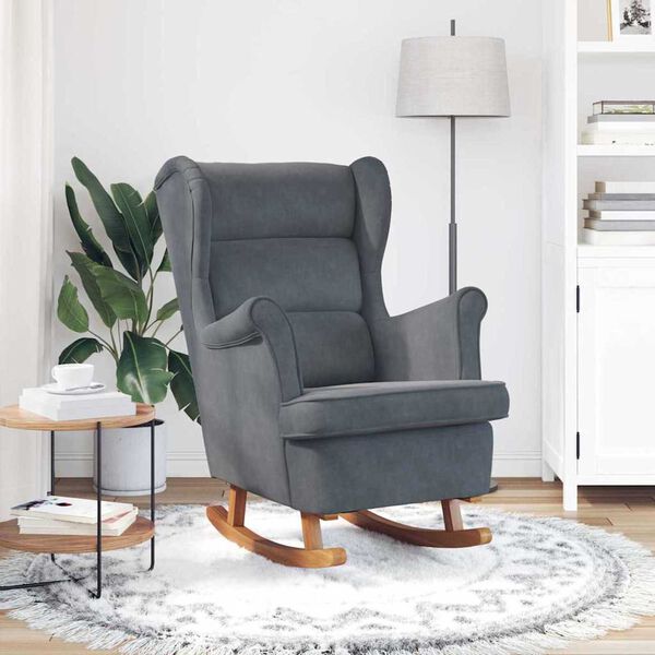 vidaXL Rocking Chair with Cushion Dark Grey 92 x 71 x 100 cm Plywood