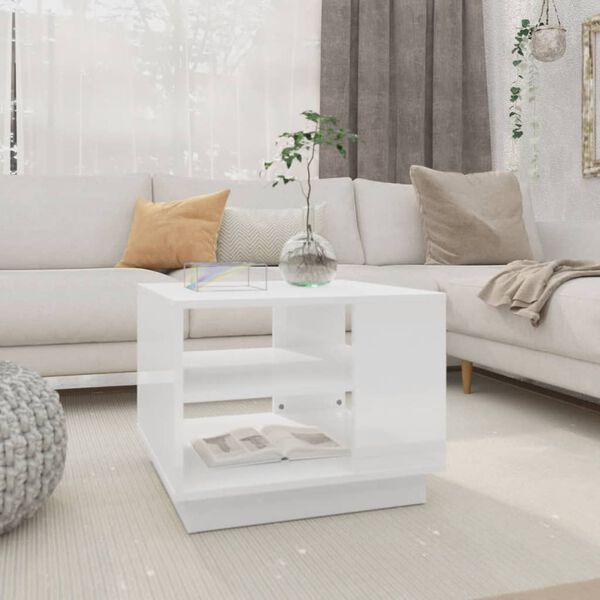 vidaXL Coffee Table High Gloss White 55x55x43 cm Engineered Wood