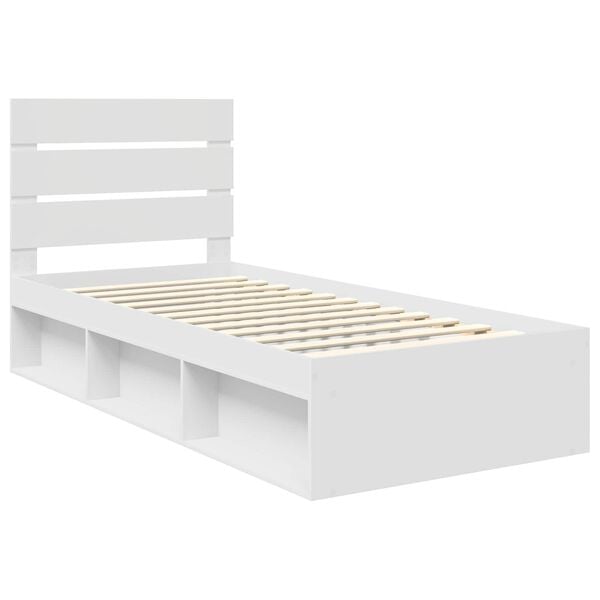 vidaXL Bed Frame with Headboard White 75 x 190 cm Solid Pine Wood