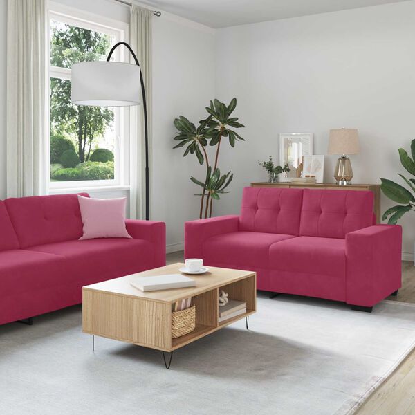 vidaXL Sofa 2 pcs Wine Red 221 x 80 x 80 cm Fabric