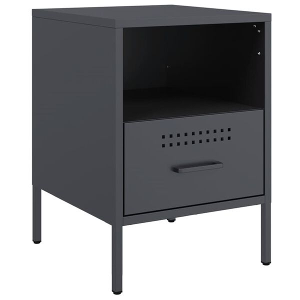 vidaXL Bedside Cabinet Anthracite 36x39x50.5 cm Steel