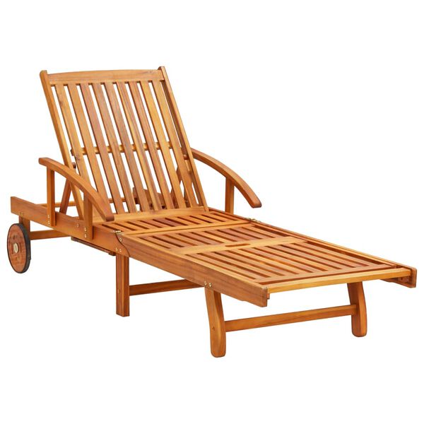 vidaXL 2 Piece Sunlounger Set with Table Solid Acacia Wood