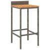 vidaXL Bar Stools 2 pcs Grey Poly Rattan and Solid Wood Acacia