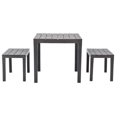 vidaXL Garden Table with 2 Benches Plastic Brown