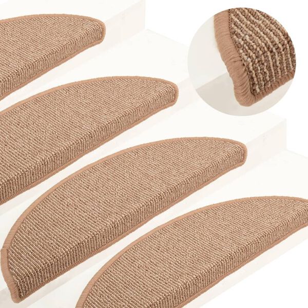 vidaXL Stair Mats 15 pcs 65x21x4 cm Light Brown Half Round Large