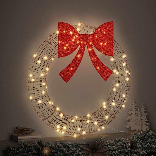 vidaXL Wreath with 80 LEDs Warm white 91 x 91 x 9 cm PET