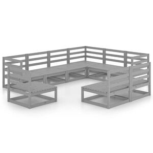vidaXL 9 Piece Garden Lounge Set Grey Solid Pinewood