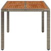 vidaXL Garden Table with Wooden Top Grey 90x90x75 cm Poly Rattan