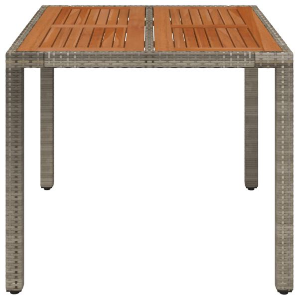 vidaXL Garden Table with Wooden Top Grey 90x90x75 cm Poly Rattan