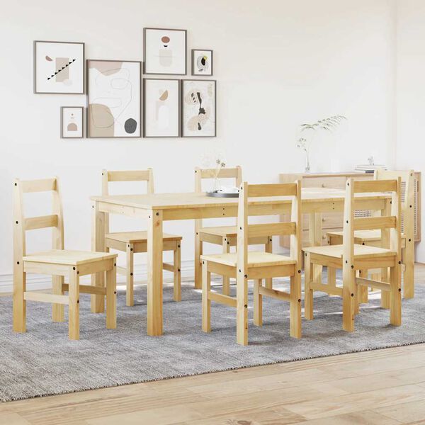 vidaXL 7 Piece Dining Set Panama Solid Wood Pine
