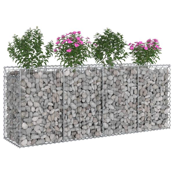 vidaXL Gabion Raised Bed 2 pcs Silver 200 x 50 x 80 cm