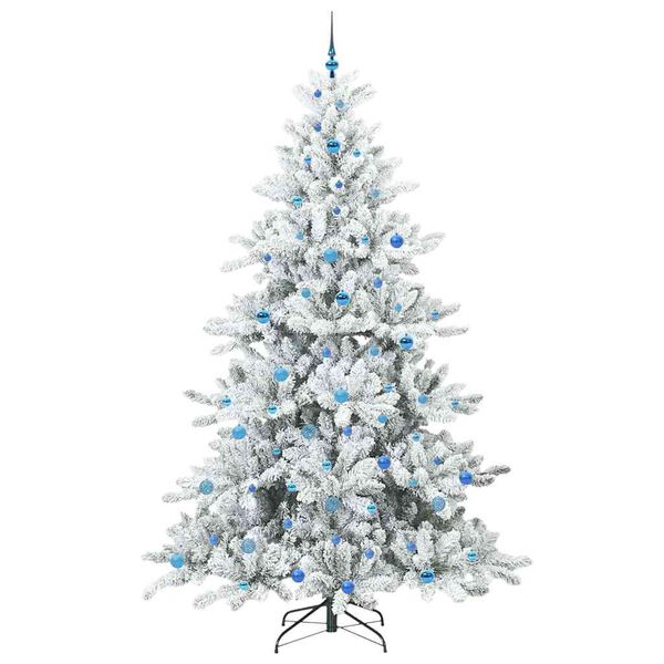 vidaXL Artificial Hinged Christmas Tree White 240 cm PVC and Steel