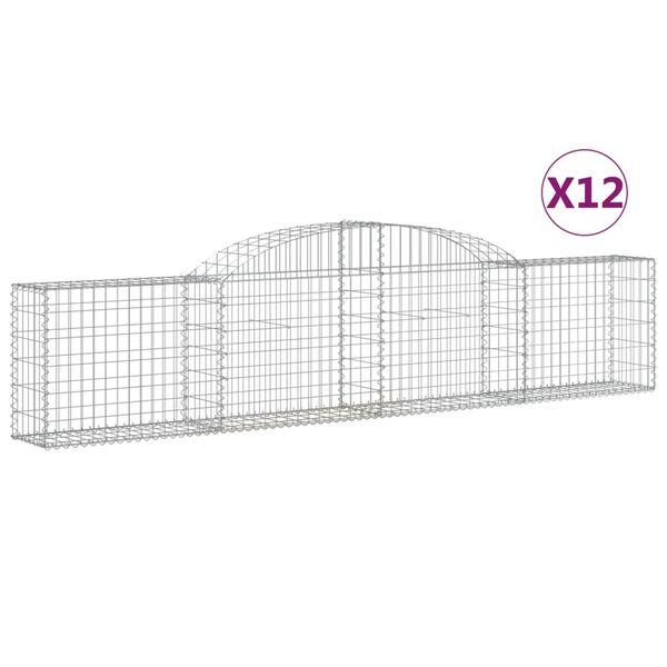 vidaXL Arched Gabion Baskets 12 pcs 300x30x60/80 cm Galvanised Iron