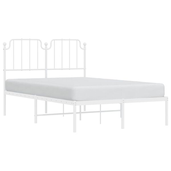 vidaXL Metal Bed Frame without Mattress with Headboard White 120x200cm
