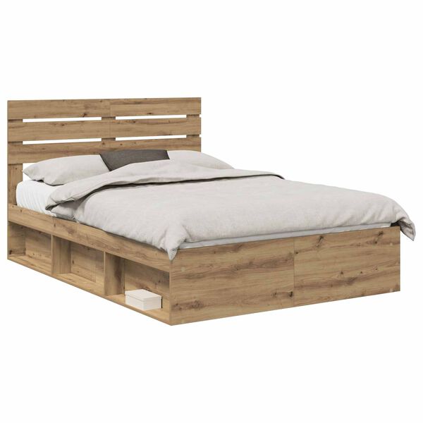 vidaXL Bed Frame Artisian Oak 160 x 200 cm Solid Pine Wood