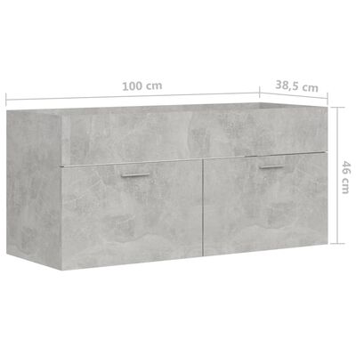 vidaXL Sink Cabinet Concrete Grey 100x38.5x46 cm Engineered Wood
