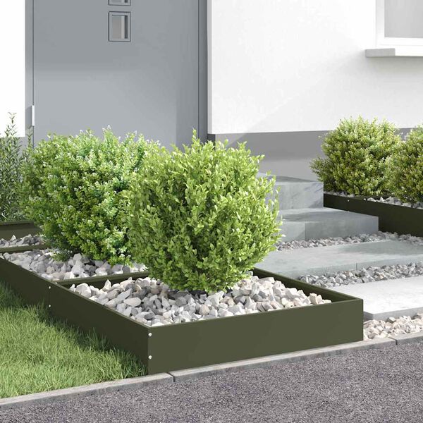 vidaXL Lawn Edging Olive Green 60 x 60 x 13 cm Steel