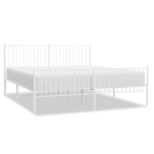 vidaXL Metal Bed Frame without Mattress with Footboard White 183x213cm