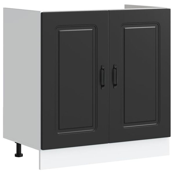 vidaXL Sink Base Cabinet Kalmar Black 80x46x81.5 cm Engineered Wood