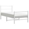 vidaXL Metal Bed Frame without Mattress with Footboard&nbsp;White 90x200cm