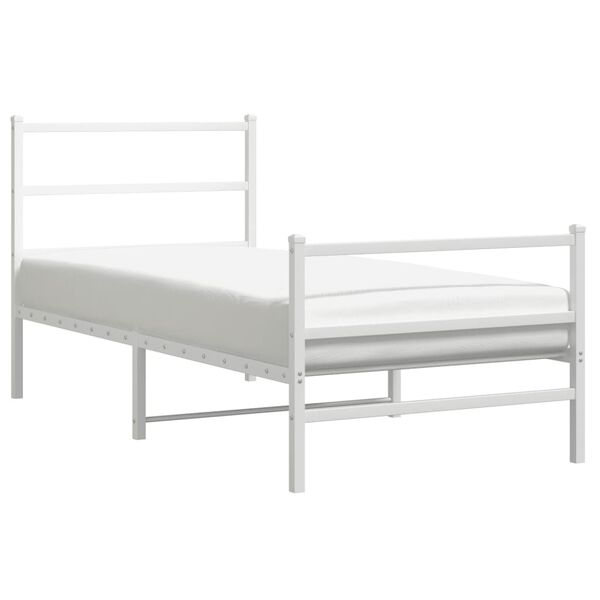 vidaXL Metal Bed Frame without Mattress with Footboard&nbsp;White 90x200cm