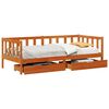 vidaXL Daybed with Drawer with Wheel 3 pcs Wax Brown Solid Pine Wood