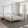 vidaXL Canopy Bed Frame without Mattress Grey Metal 180x200 cm Super King