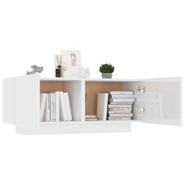 vidaXL Bedside Cabinet High Gloss White 100x35x40 cm Engineered Wood