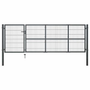 vidaXL Garden Gate with Posts Steel 350x100 cm Anthracite