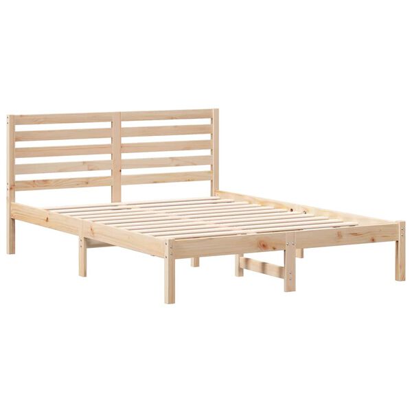 vidaXL Bed Frame with Headboard Brown 120 x 190 cm Solid Pine Wood