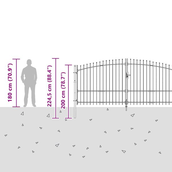 vidaXL Garden Gate with Lock Woerden Grey 100 x 400 cm Steel