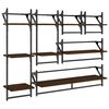 vidaXL 6 Piece Wall Shelf Set with Bars Brown Oak Engineered Wood