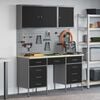 vidaXL Work Cabinet with Drawer 8 pcs Black 150 x 55 x 200 cm