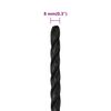 vidaXL Work Rope Black 8 mm 25 m Polypropylene