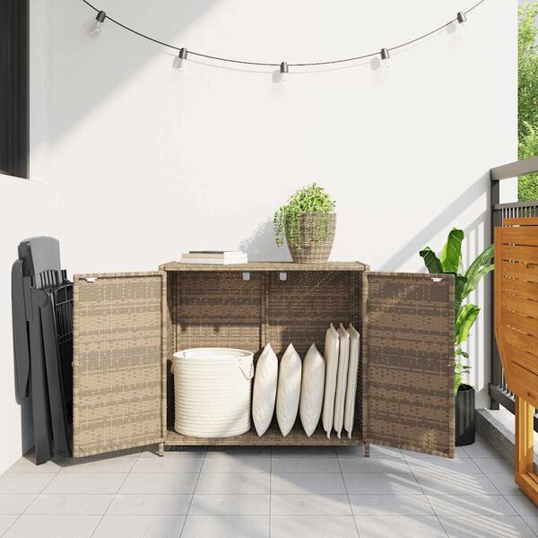 vidaXL Garden Storage Cabinet Beige 83x45x76 cm Poly Rattan